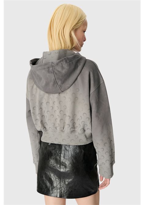 moon fleece cropped zipped hoodie woman grey MARINE SERRE | WST019ACJER0073GR90